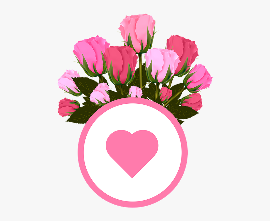 Flores, Rosas, Color De Rosa, Ramo De Flores, Corazón, HD Png Download -  kindpng