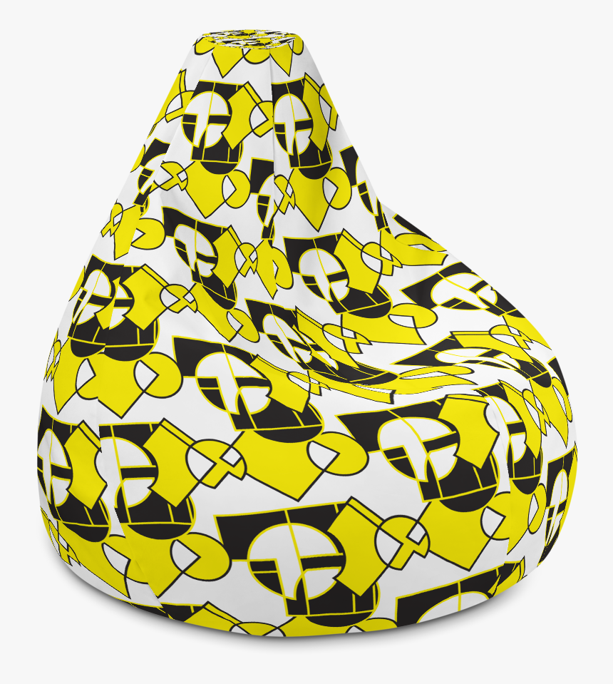 Yellow Black Pattern Designed Bean Bag Chair, HD Png Download, Free Download