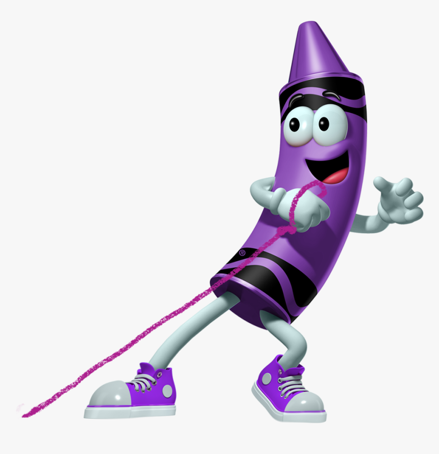 Purple Crayon Cartoon Character Pulling A Purple String - Crayola Cartoon, HD Png Download, Free Download