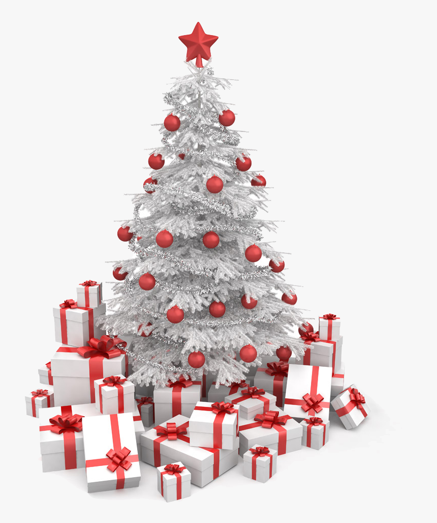 Box White Tree Christmas Gift Free Clipart Hd Clipart - White Red Xmas Tree, HD Png Download, Free Download