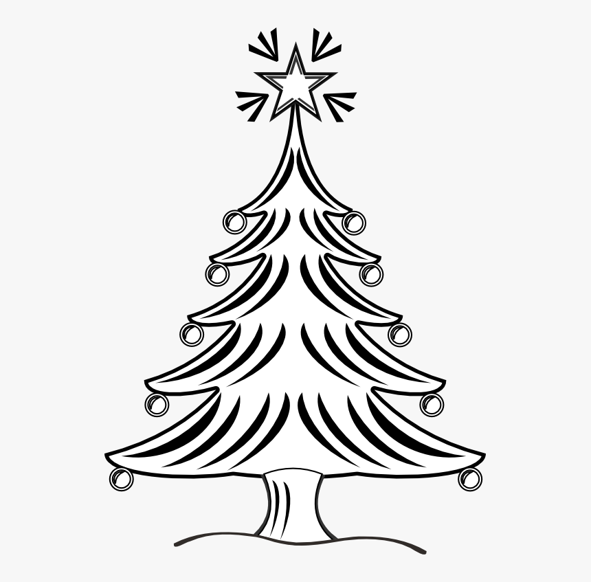 Xmas Tree Black And White, HD Png Download, Free Download