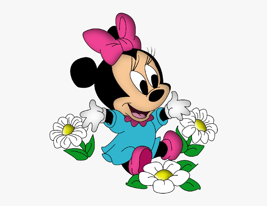 Baby Minnie Mouse Png - Minnie Mouse With Flowers, Transparent Png, Free Download