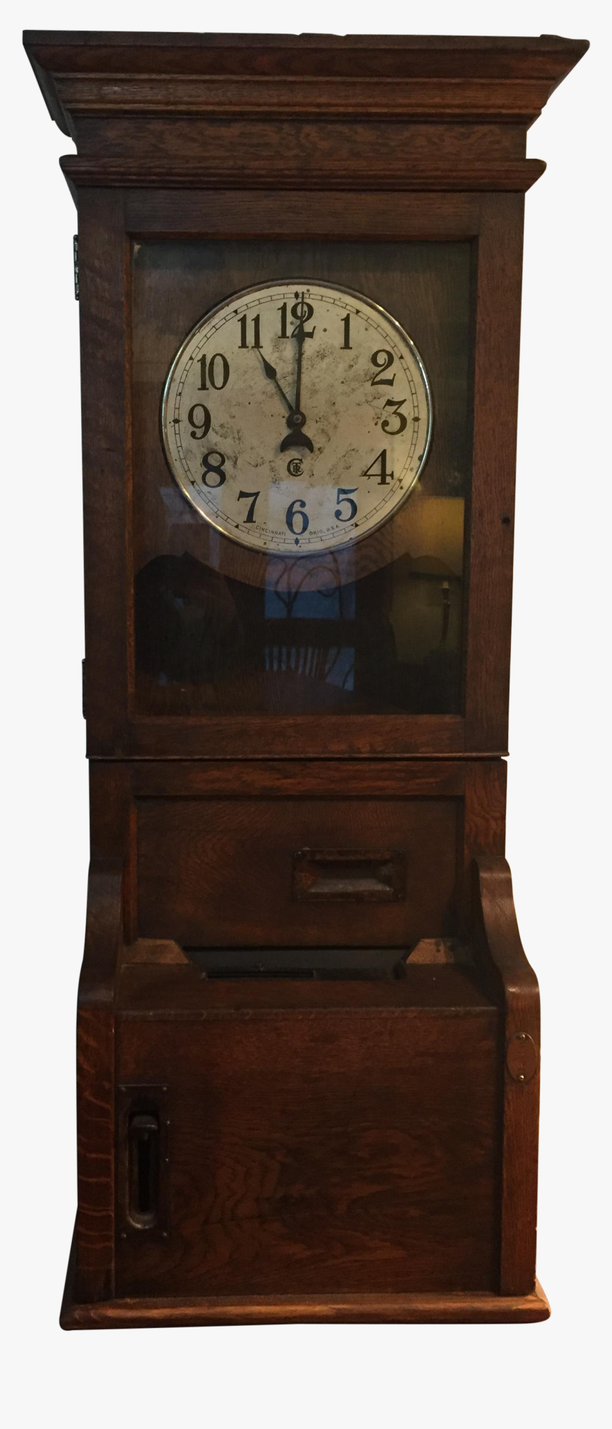 Antique Time Clock Punch Recorder Made Of Quartersawn - Antique Time Clocks, HD Png Download, Free Download