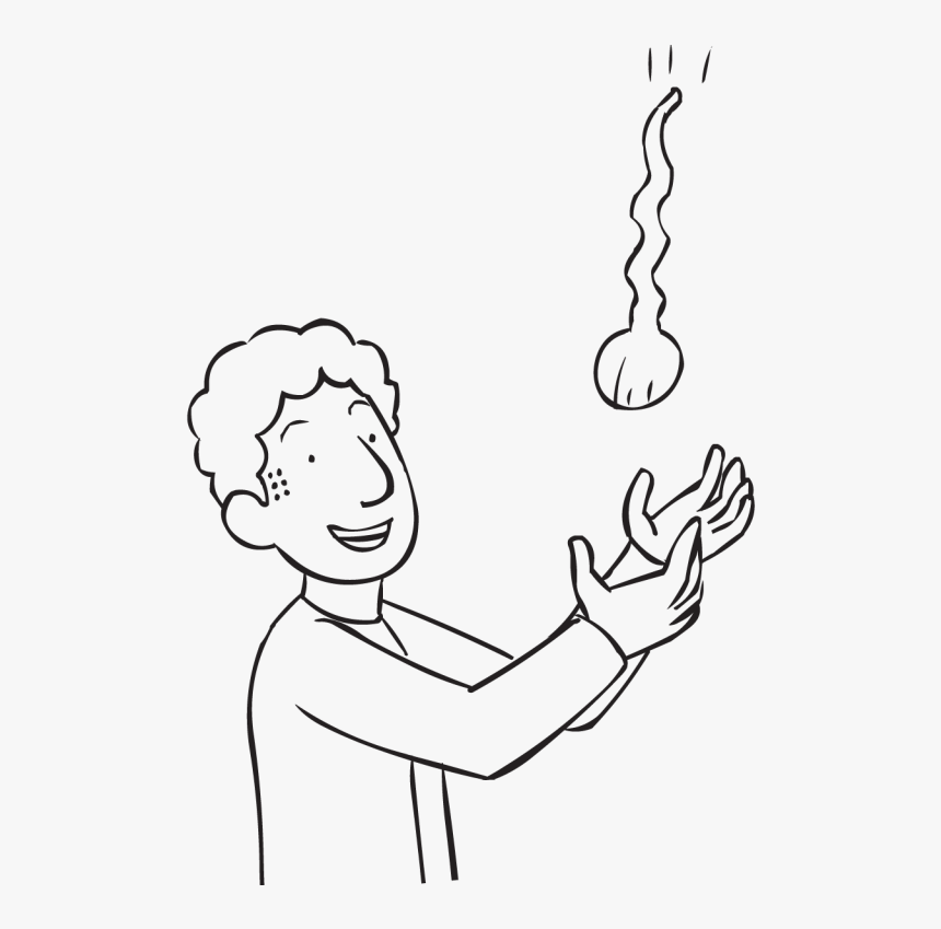 Man Catching A Ball Inside A Stocking In A Game Called - Line Art, HD Png Download, Free Download