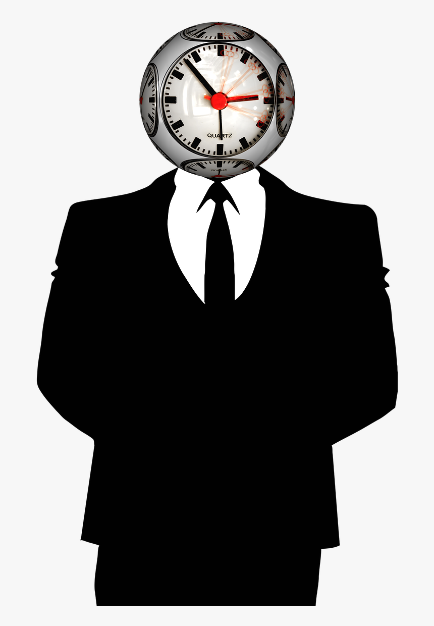 Time Clock Man Businessman Tie Png Image - Clock Man Png, Transparent Png, Free Download