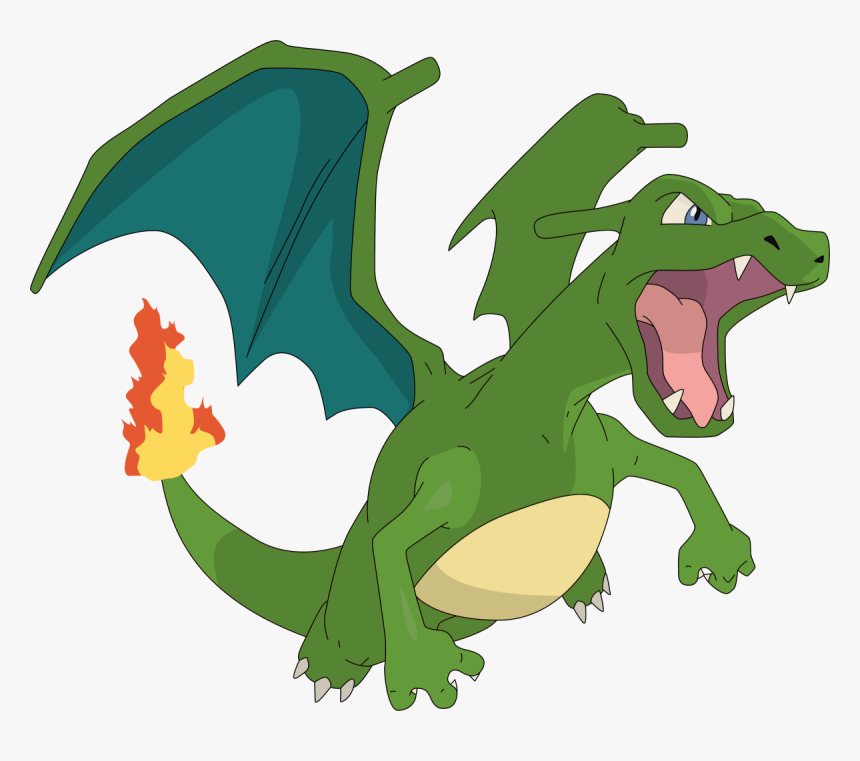 Green Dragon Charizard , - Charizard Fire Red Artwork, HD Png Download, Free Download