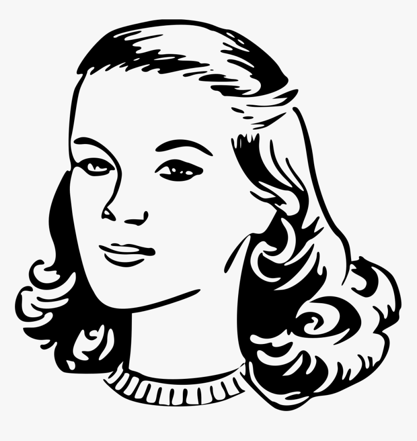 Woman"s Head - Woman Clipart Black And White, HD Png Download, Free Download