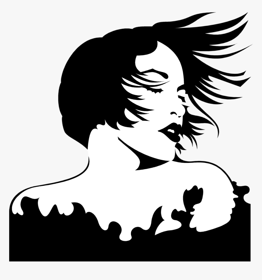 Woman Beautiful - Hair Blowing Woman Silhouette, HD Png Download, Free Download