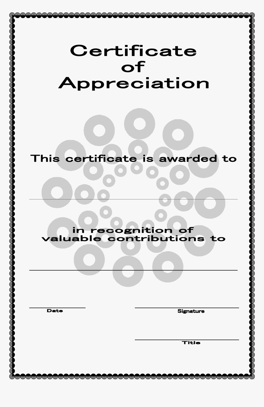 Certificate Of Appreciation Template - Appreciation Certificate Templates, HD Png Download, Free Download