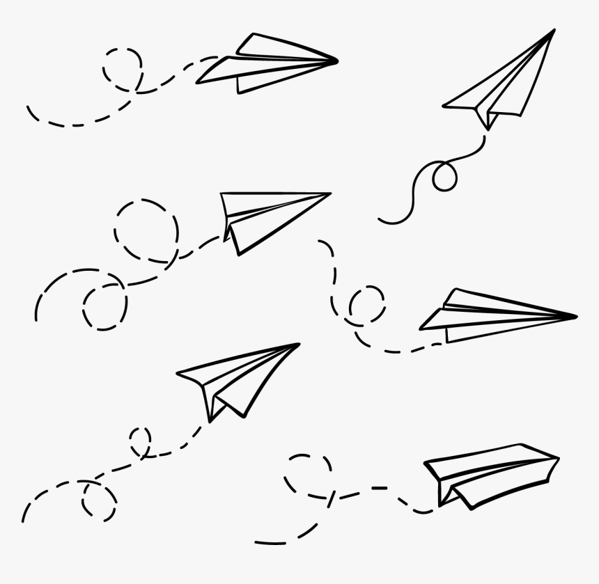 Paper Airplane Doodle Png, Transparent Png, Free Download