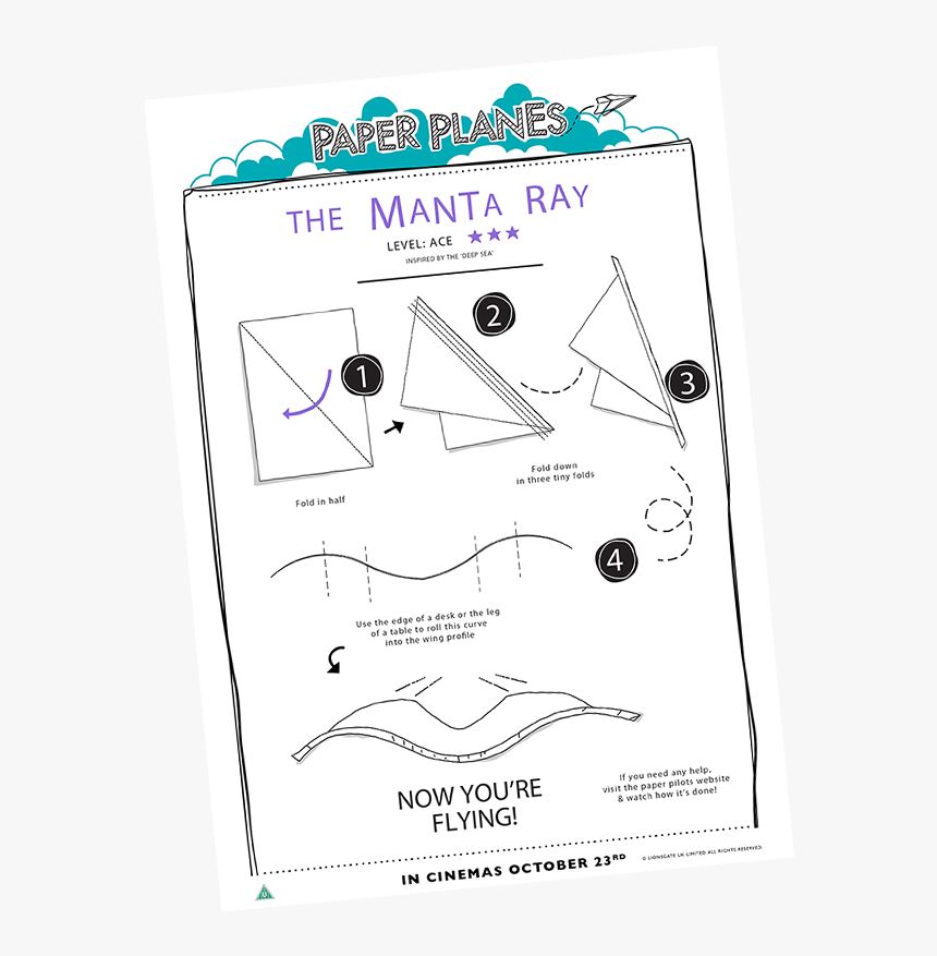 Manta Ray Paper Plane - Manta Ray Fold Airplane, HD Png Download, Free Download