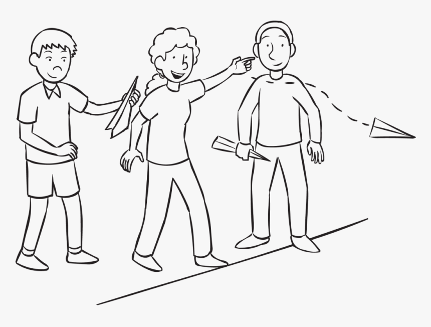 Three People Flying Their Airplanes In A Paper-plane - Line Art, HD Png Download, Free Download