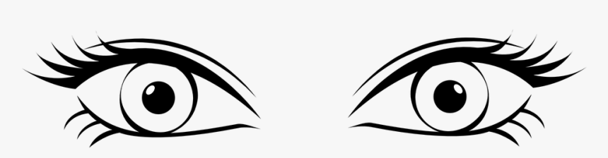 Eye, Optics, Eyelashes, Iris, Lid - Cartoon Black And White Eyes, HD Png Download, Free Download