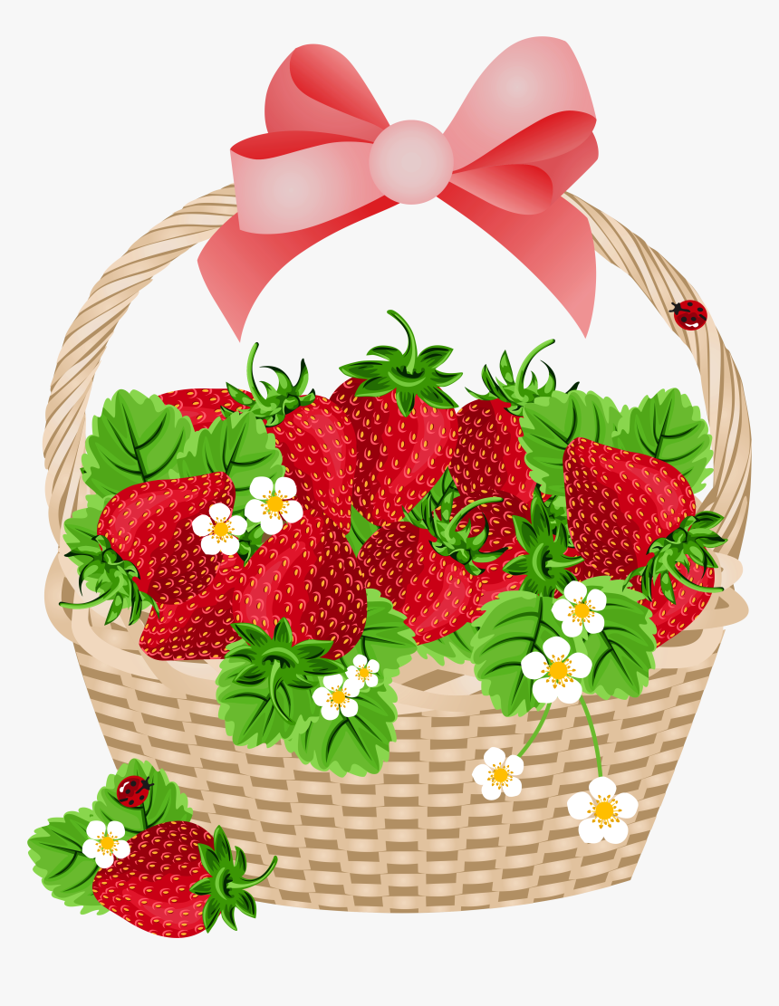 Basket Of Strawberries Clipart, HD Png Download, Free Download