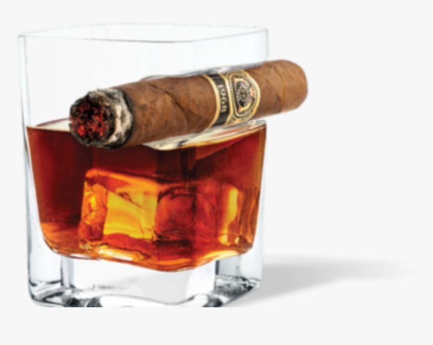 Cigar Whiskey Glass - Whiskey Glass With Cigar Holder Uk, HD Png Download, Free Download