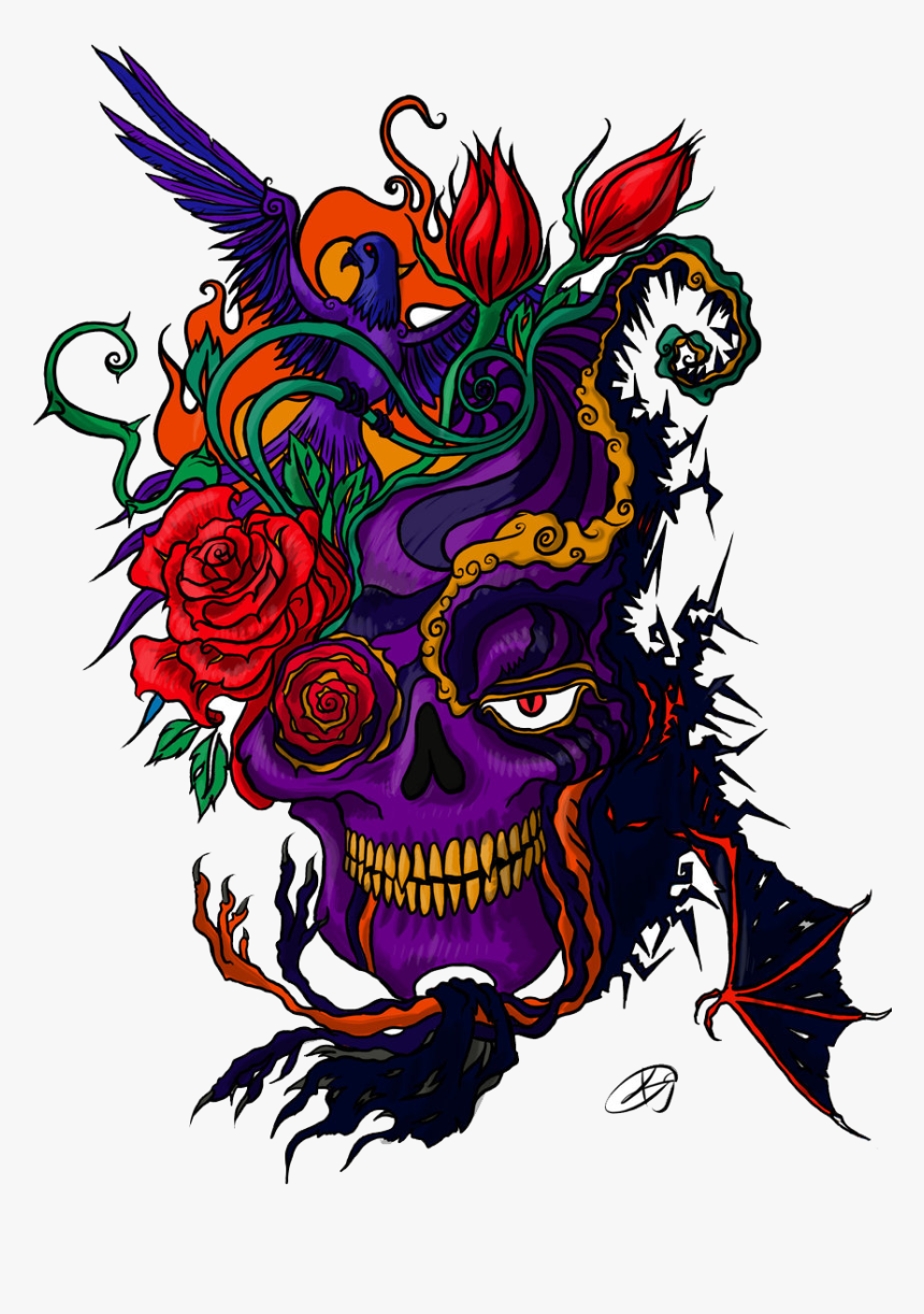 Skull Tattoo Png Transparent Images - Tattoo Design Color Png, Png Download, Free Download