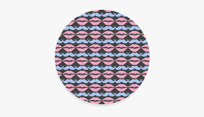 Girly Pink Hipster Mustache And Lips Round Coaster, HD Png Download, Free Download