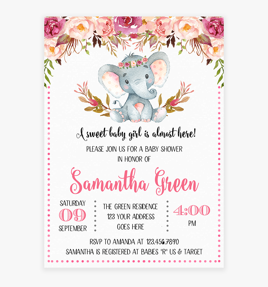 Baby Shower Elephant Png, Transparent Png, Free Download