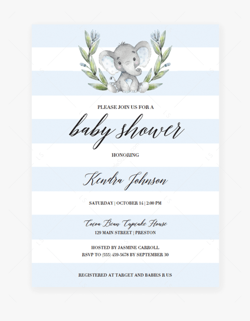 Downloadable Baby Shower Invitation Templates Blue, HD Png Download, Free Download