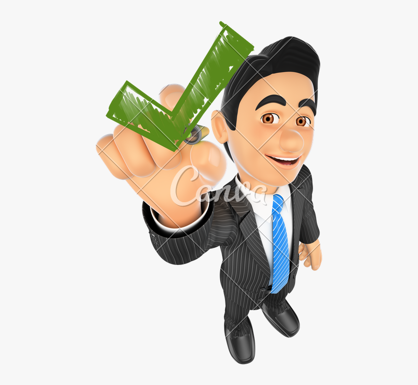 3d Businessman Drawing A Green Tick, HD Png Download, Free Download