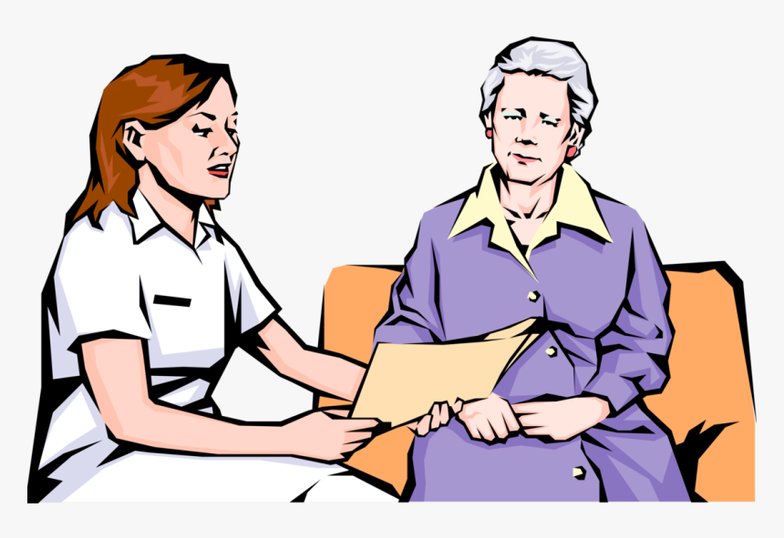 Vector Illustration Of Health Care Nurse With Elderly, HD Png Download, Free Download