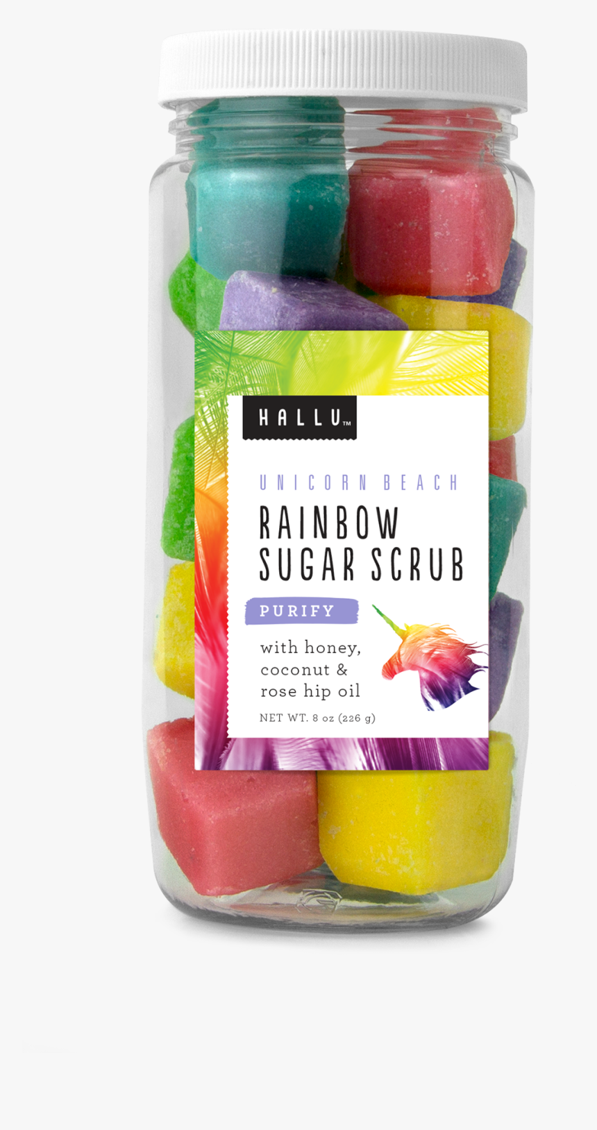 Hallu Unicorn Rainbow-colored Sugar Scrub Cubes, Unicorn, HD Png Download, Free Download