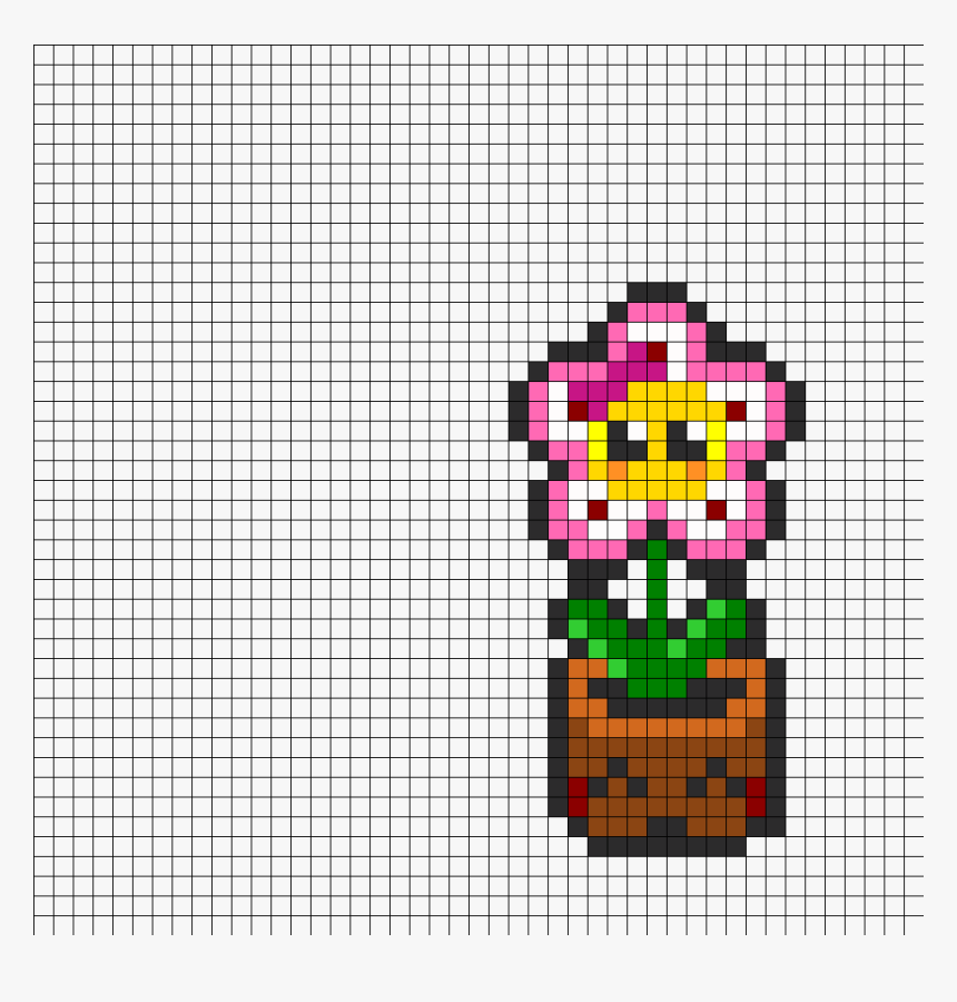 Pink Daisy In Pot Perler Bead Pattern / Bead Sprite, HD Png Download, Free Download