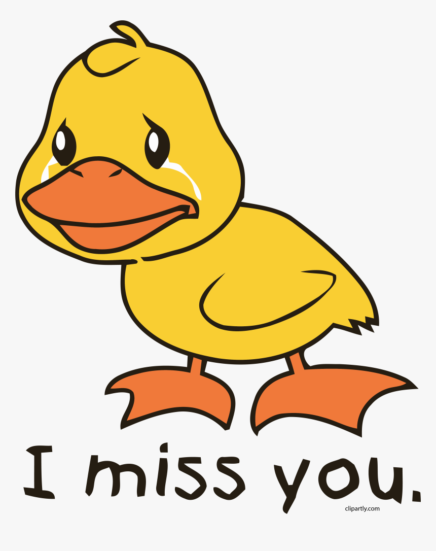 I Miss You Crying Yellow Duckling Duck Card Clipart, HD Png Download, Free Download