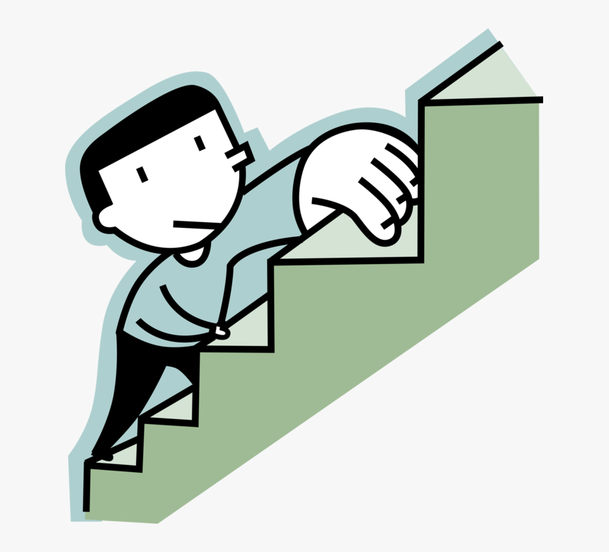 Vector Illustration Of Man Climbing Stairs To Achieve, HD Png Download, Free Download