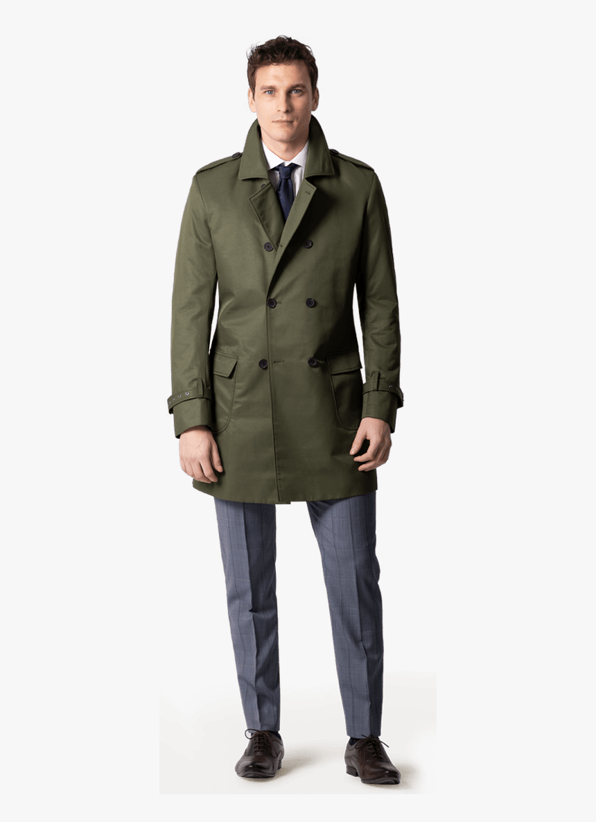 Green Double Breasted Trench Coat, HD Png Download, Free Download