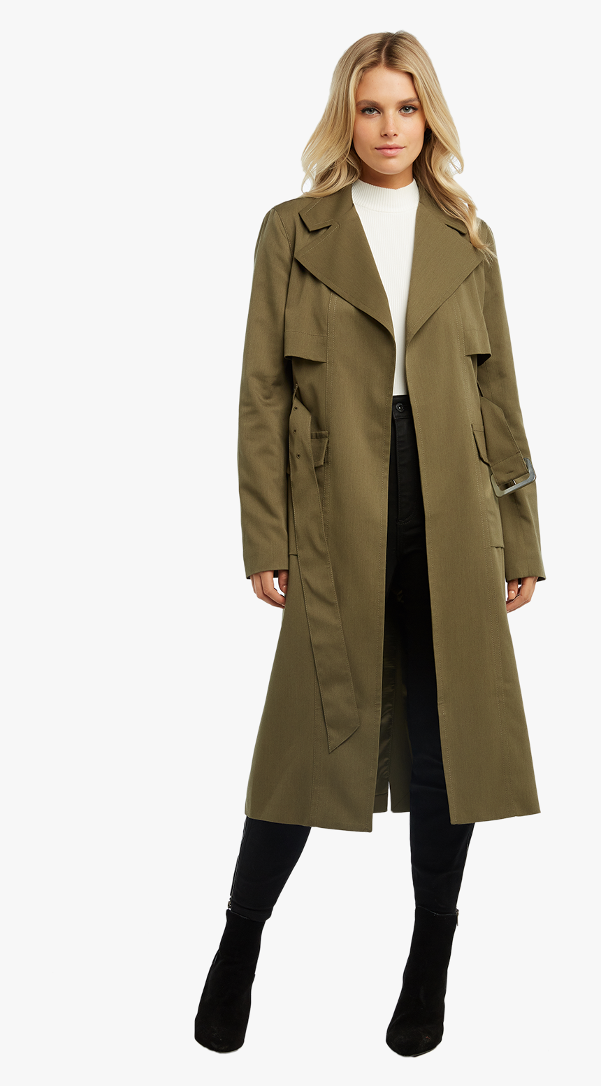 Trench Coat In Colour Burnt Olive, HD Png Download, Free Download