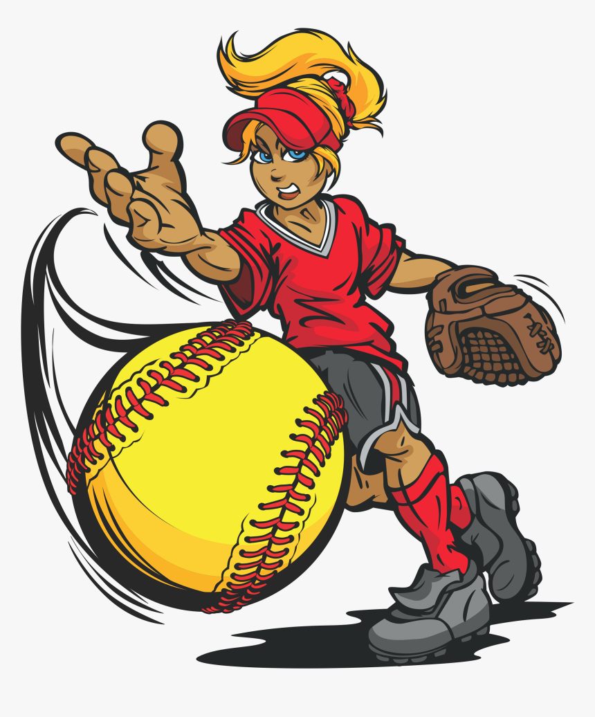 Softball Player Cartoon, HD Png Download, Free Download