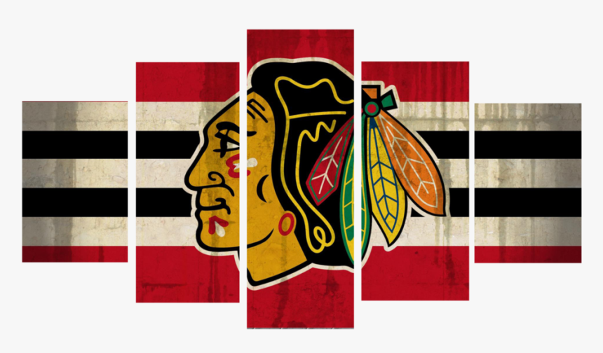 Hd Printed Chicago Blackhawks Hockey Logo 5 Pieces, HD Png Download, Free Download