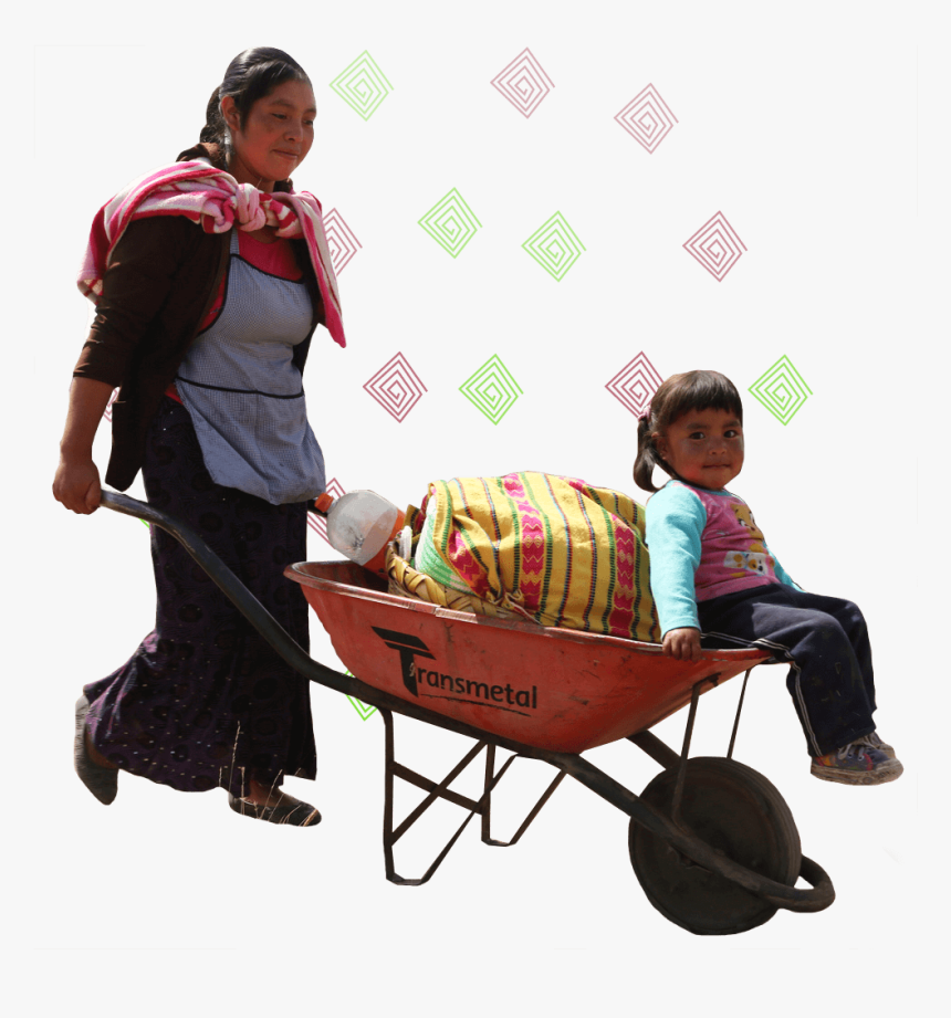 Mother Pushing Child In Wheelbarrow, HD Png Download, Free Download