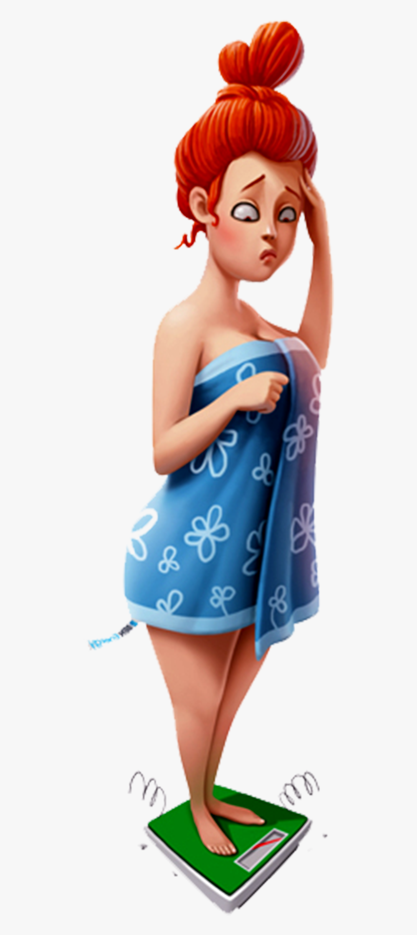 Woman Checking Her Weight Png, Transparent Png, Free Download