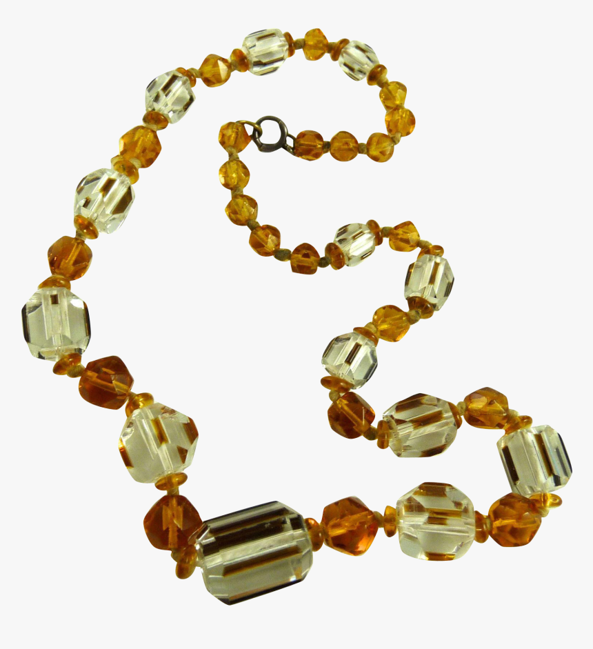 Vintage Art Deco Czech Bead Necklace Amber, HD Png Download, Free Download