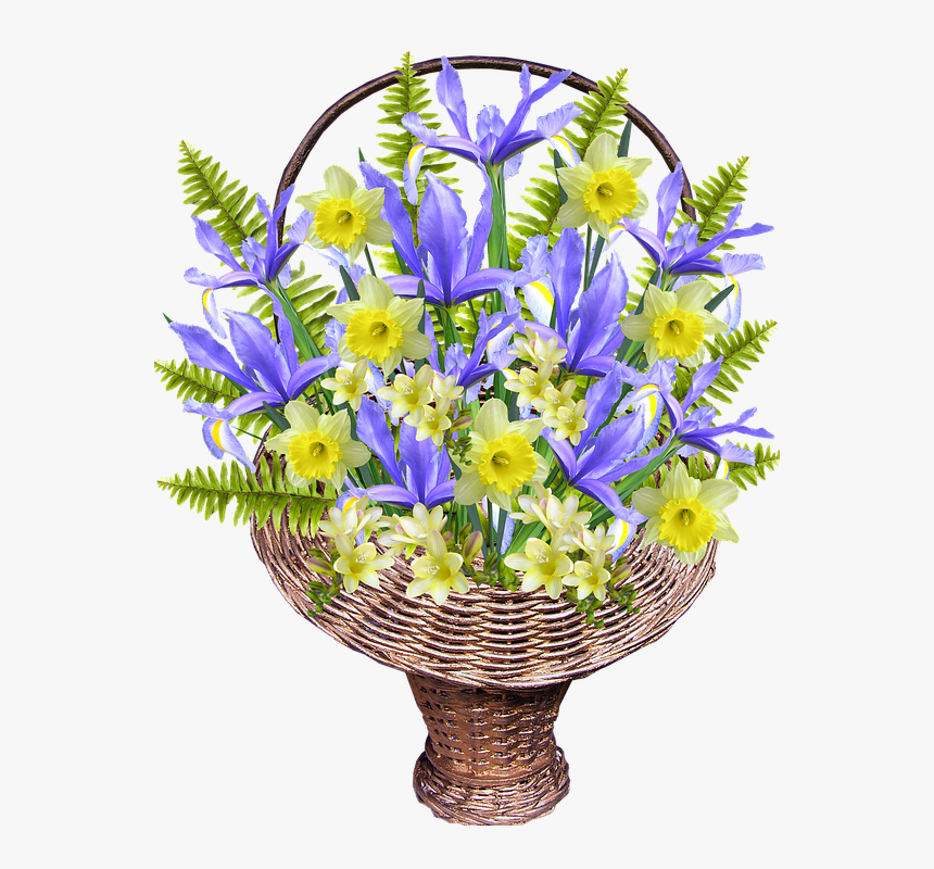 Basket, Flowers, Arrangement, HD Png Download, Free Download