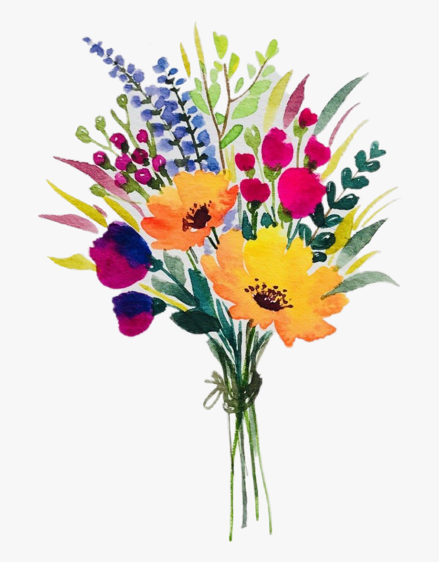 #watercolor #flowers #bouquet #bunch #arrangement #png, Transparent Png, Free Download