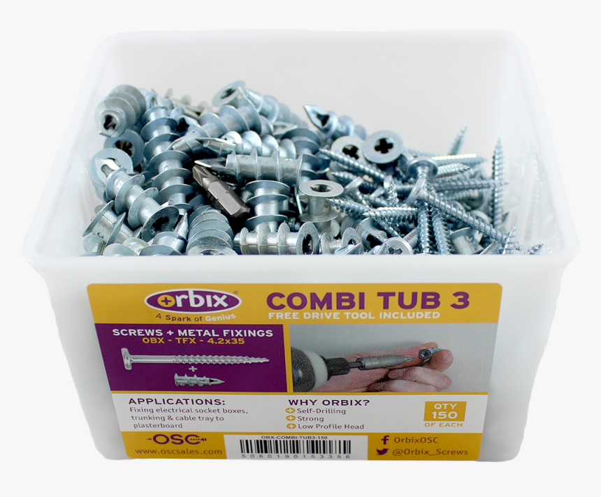 Combi Tub With Plasterboard Fixings Screws, HD Png Download, Free Download