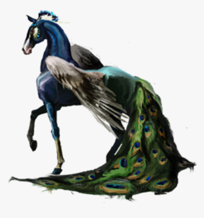 #beautiful #blue #peacock #horse #black #gray #fairytail, HD Png Download, Free Download