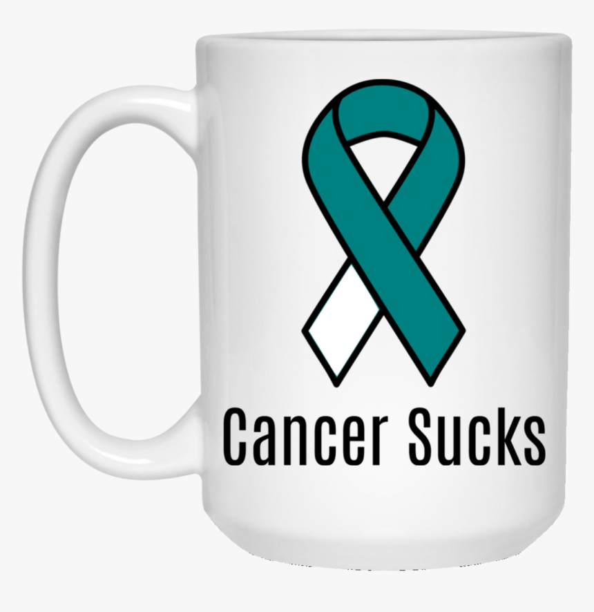 Cancer Sucks Cervical Cancer Awareness Teal/white Ribbon, HD Png Download, Free Download