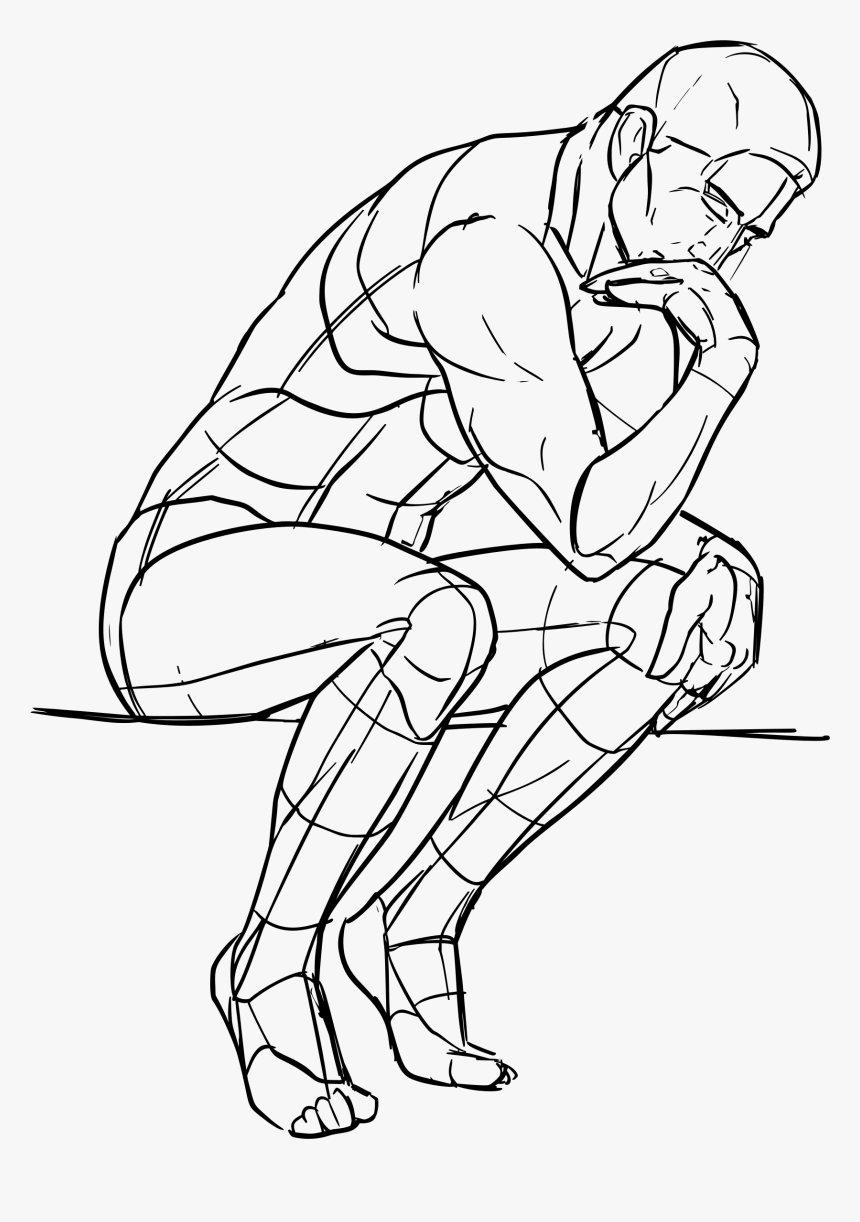 Thinker Line Drawing , Png Download, Transparent Png, Free Download