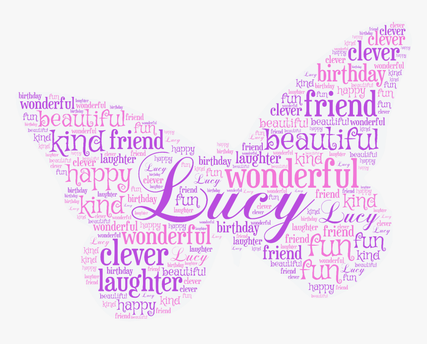 Personalised Word Art Butterfly Picture Girls Birthday, HD Png Download, Free Download