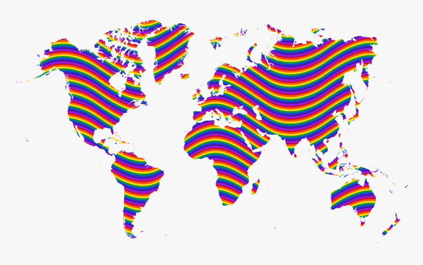 Rainbow Waves World Map Clip Arts, HD Png Download, Free Download