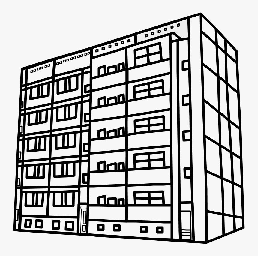 Apartment Building, Black And White, Png, Transparent Png, Free Download
