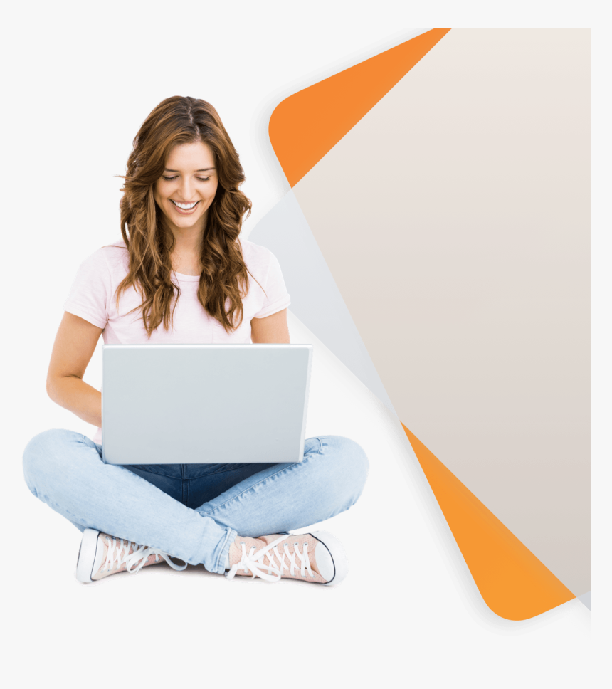 Woman With Laptop Png, Transparent Png, Free Download