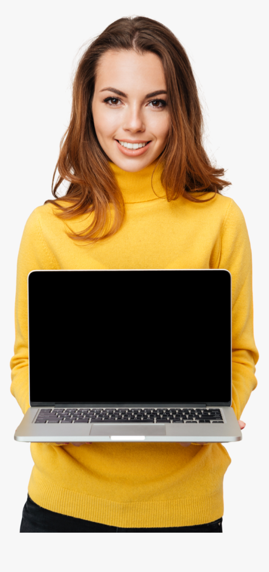 Woman With Laptop Png, Transparent Png, Free Download