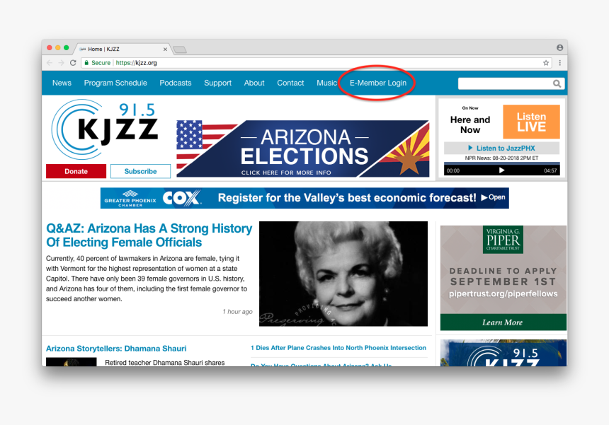 Click The E-member Login Button From Any Page On Kjzz, HD Png Download, Free Download