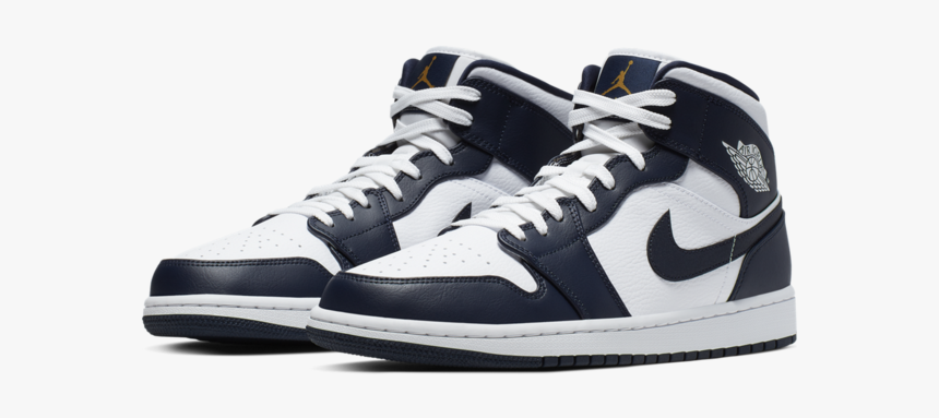 Air Jordan 1 Mid "white/obsidian", HD Png Download, Free Download