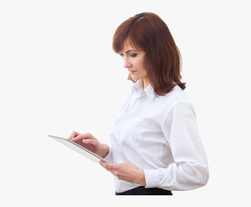 Woman With Tablet, HD Png Download, Free Download